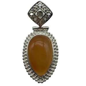 Carnelian Gemstone Sterling Silver 925 Pendant 2in